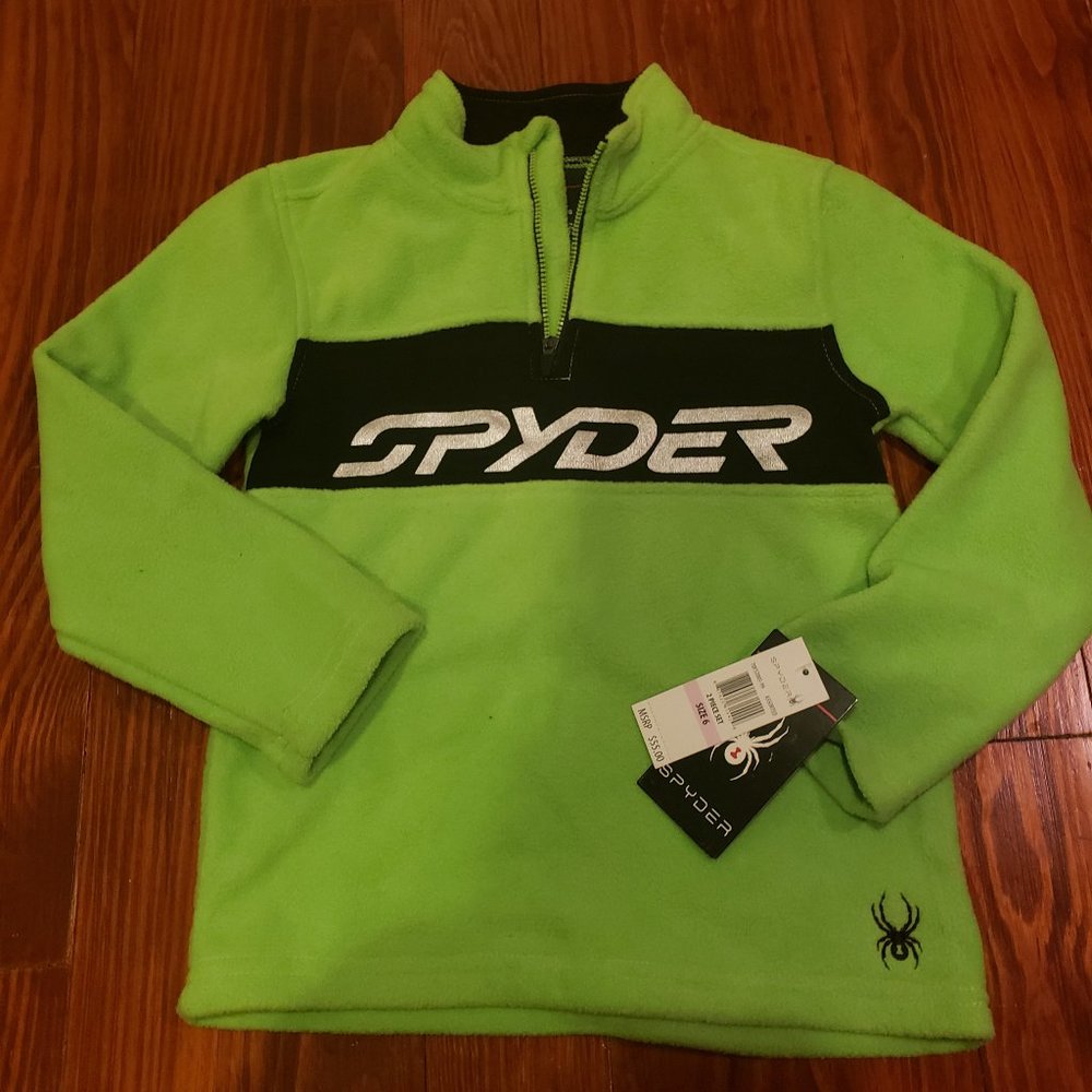 SPYDER BOYS GREEN AND BLACK FLEECE, SZ. 6